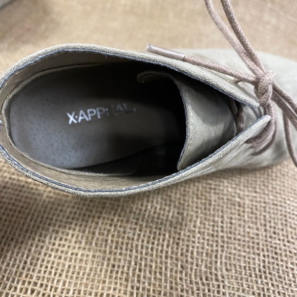 Women’s booties ankle boots wedges suede nubuck beige size 7.5 - Picture 7 of 9